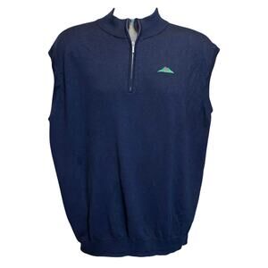 Peter Millar Men’s Size XXL 1/4 Zip Sweater Vest Golf Merino Wolf Navy Blue